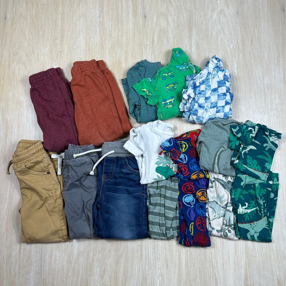 3T Boys Clothing Bundle 16 Piece Fall Winter Clothes Lot Pants Shirts Pajamas